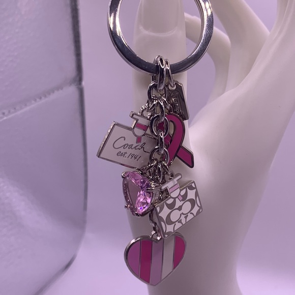 Coach 92161 BCA Breast Cancer Awareness Multi Mix Enamel Keychain Key Fob Pink - Picture 2 of 6